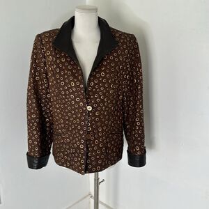 Vintage Sibylle Lyn Canada Textured Hand-painted Leather Blazer Jacket